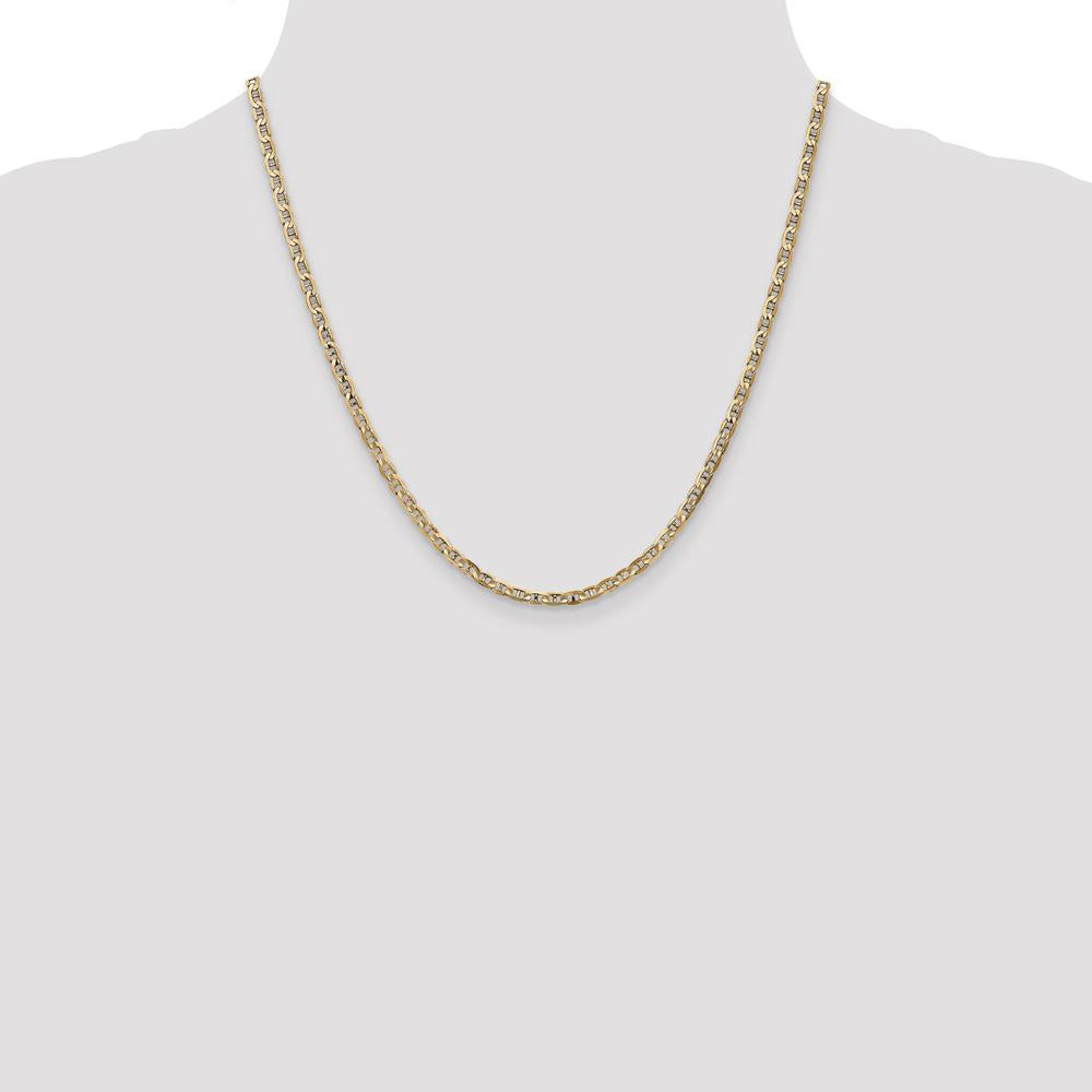 14K Yellow Gold 20" Concave Anchor Chain Necklace - 3mm Width by Oro Pregiato