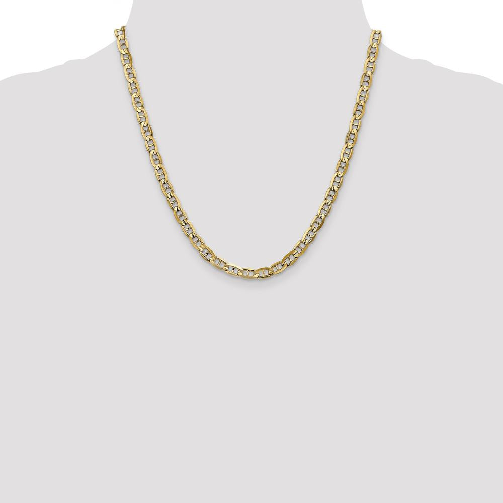 14K Yellow Gold 20" Concave Anchor Chain Necklace - 5.25mm Width, Polished Finish by Oro Pregiato