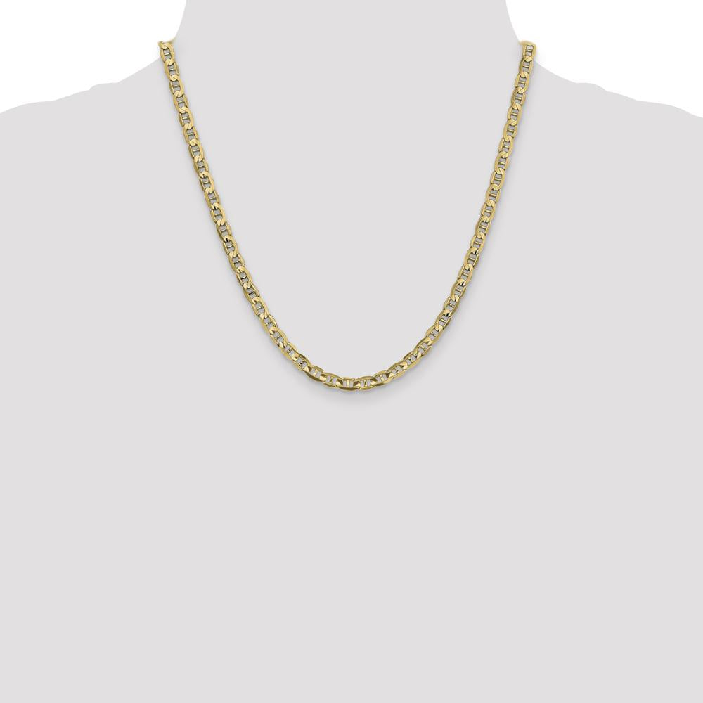 14K Yellow Gold 20" Concave Anchor Chain Necklace - Polished Finish by Oro Pregiato
