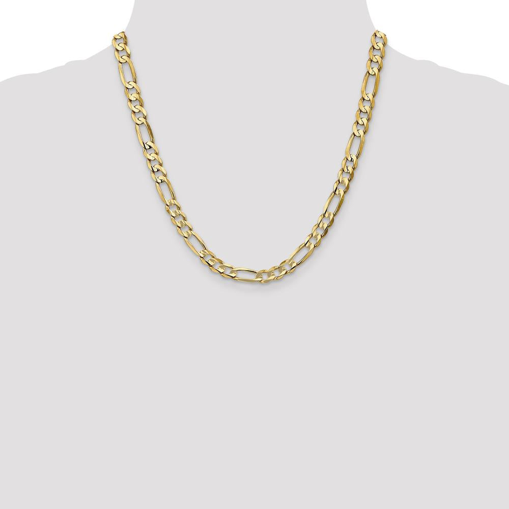 14K Yellow Gold 20" Concave Open Figaro Chain - 6.75mm Width by Oro Pregiato
