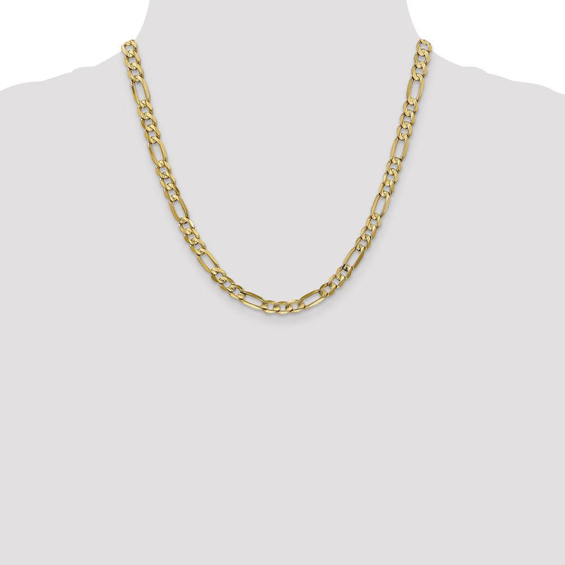 14K Yellow Gold 20" Concave Open Figaro Chain - 6mm Width by Oro Pregiato
