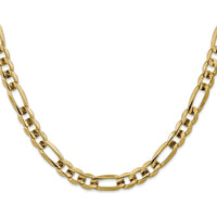 14K Yellow Gold 20" Concave Open Figaro Chain - 7.5mm Width by Oro Pregiato