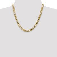 14K Yellow Gold 20" Concave Open Figaro Chain - 7.5mm Width by Oro Pregiato
