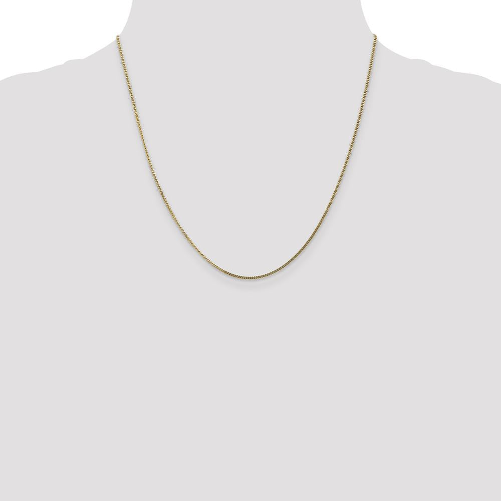 14K Yellow Gold 20" Curb Chain Pendant Necklace with Spring Ring Clasp - Solid 1.3mm Chain by Oro Pregiato