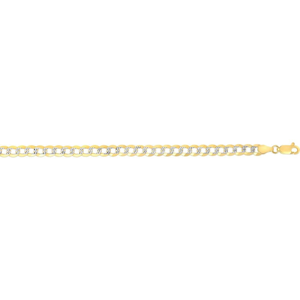14K Yellow Gold 20" Curb Chain with White Pave Finish - 4.6mm Width by Orozza Fine Jewelry