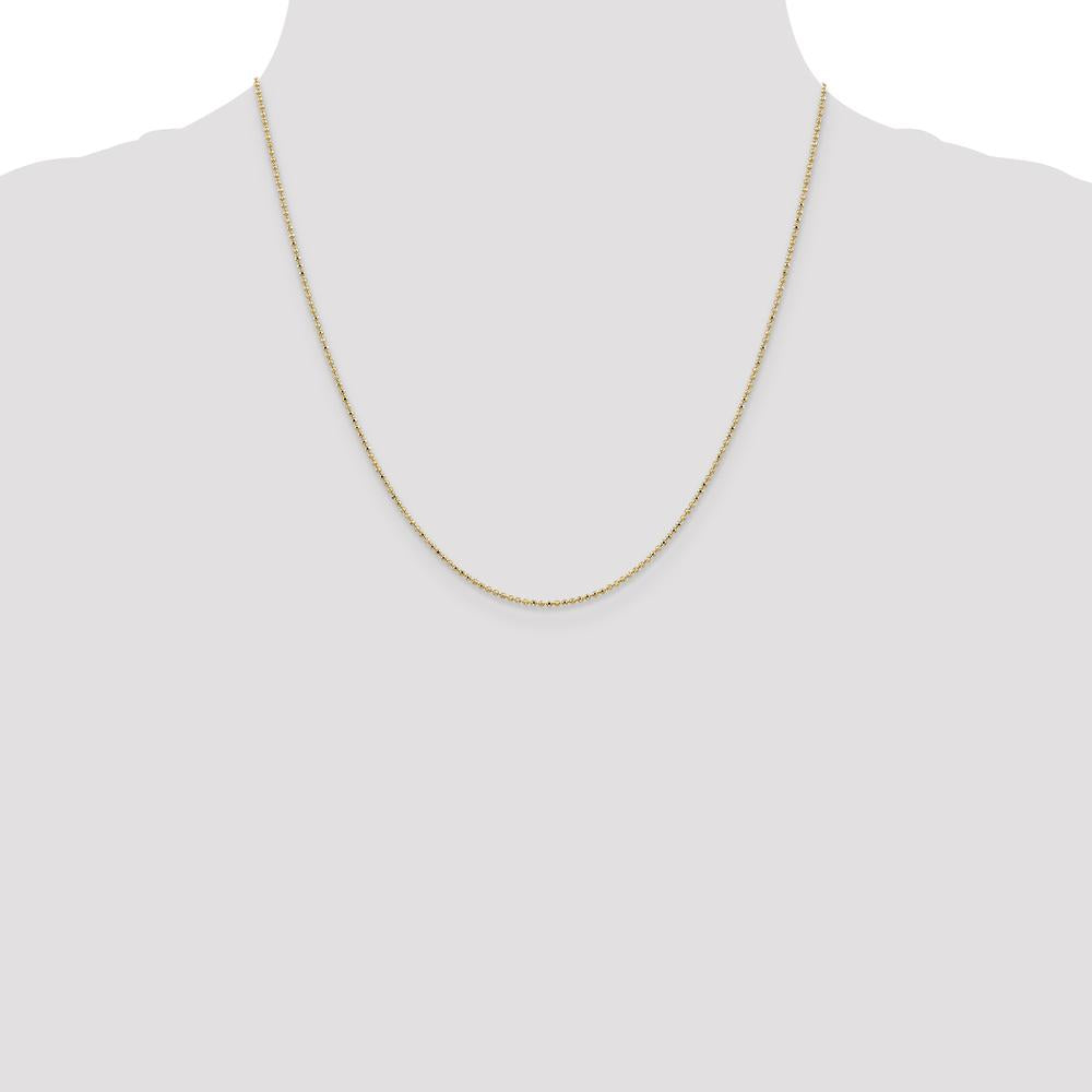14K Yellow Gold 20" Diamond-Cut Beaded Pendant Chain - 1.2mm Width by Oro Pregiato