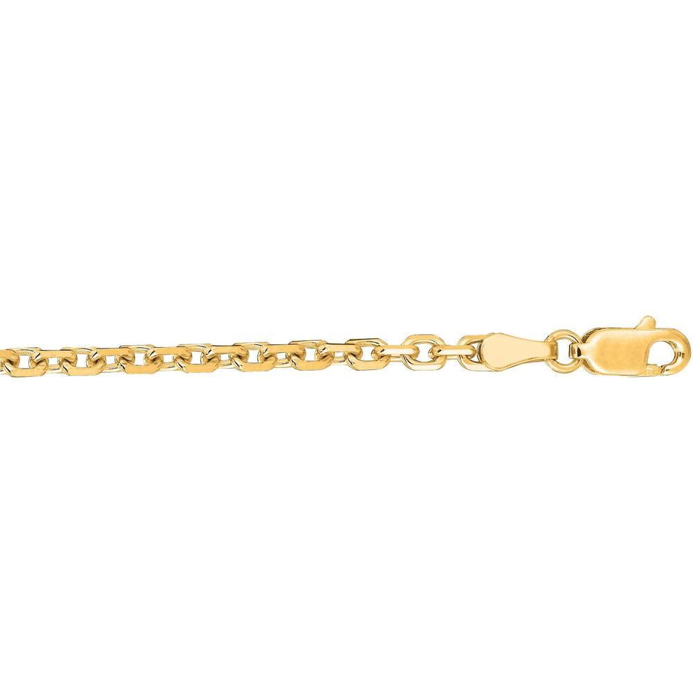 14K Yellow Gold 20" Diamond Cut Cable Chain Necklace - 3.1mm Width by Orozza Fine Jewelry