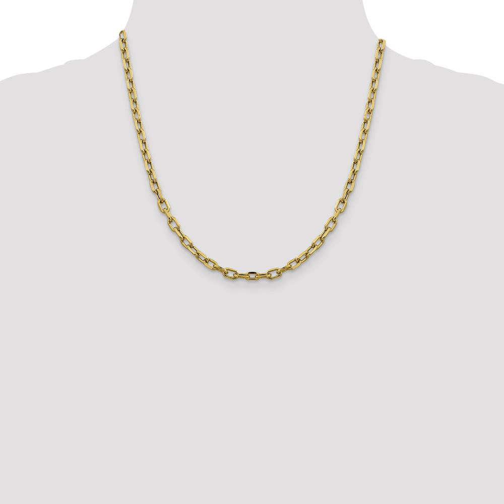 14K Yellow Gold 20" Diamond-Cut Cable Link Chain - 4.9mm Width by Oro Pregiato