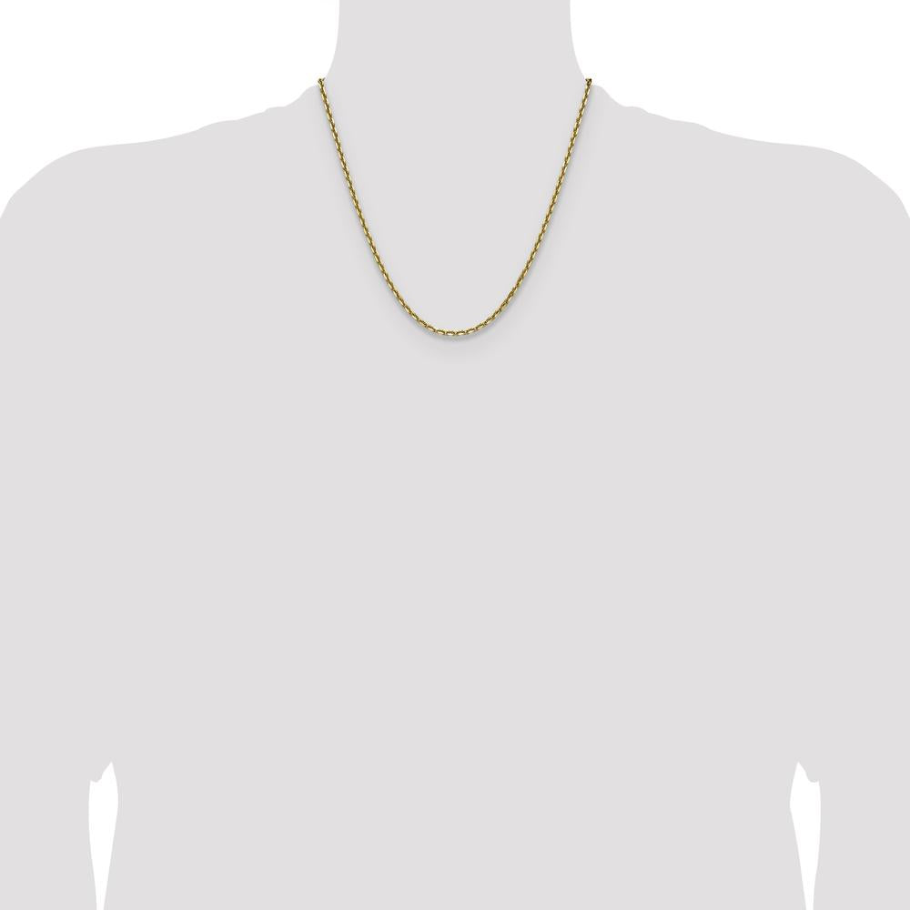 14K Yellow Gold 20" Diamond-Cut French Link Chain Necklace by Oro Pregiato