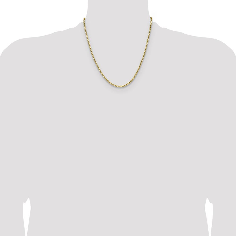 14K Yellow Gold 20" Diamond-Cut French Link Chain - Polished Finish with Lobster Clasp by Oro Pregiato