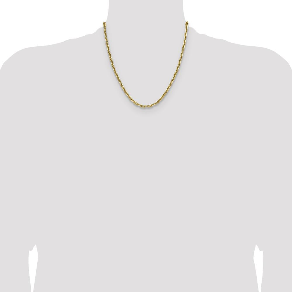 14K Yellow Gold 20" Diamond-Cut Mariner Anchor Chain Necklace by Oro Pregiato