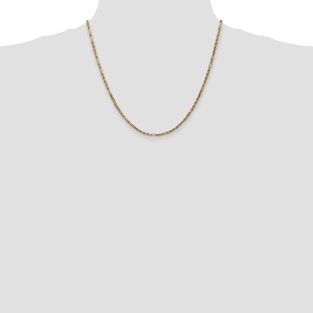 14K Yellow Gold 20" Diamond-Cut Milano Rope Chain Necklace - 2.5mm Width by Oro Pregiato