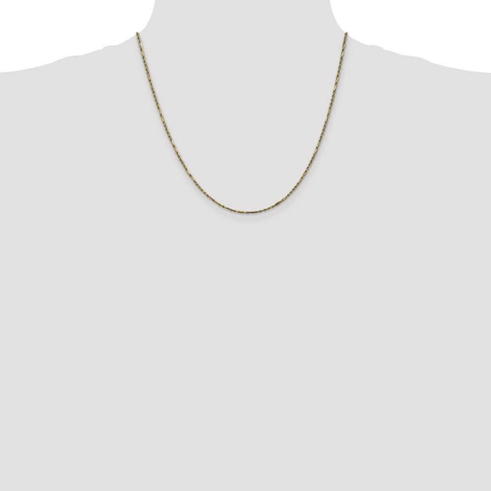 14K Yellow Gold 20" Diamond-Cut Milano Rope Chain Necklace with Lobster Clasp - 1.8mm Solid Link by Oro Pregiato