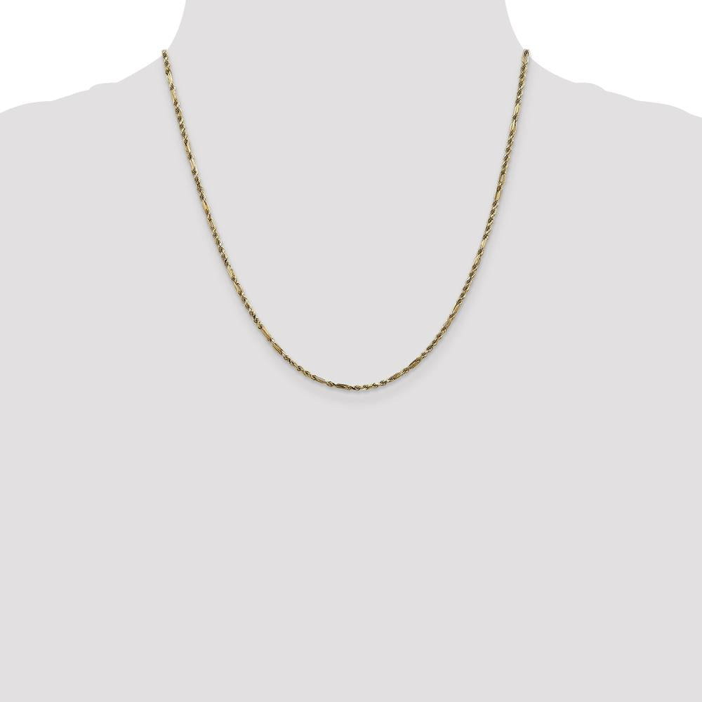 14K Yellow Gold 20" Diamond-Cut Milano Rope Chain Necklace with Lobster Clasp - 2.25mm Width by Oro Pregiato