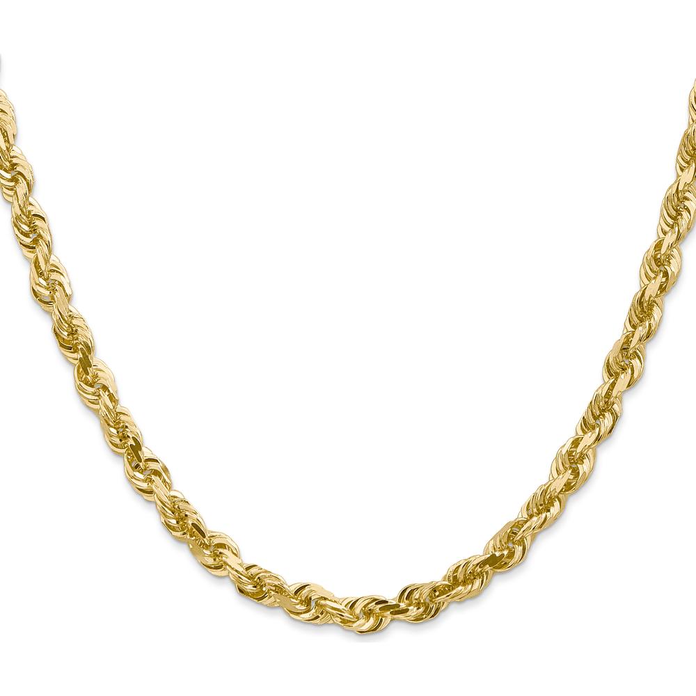 14K Yellow Gold 20" Diamond-Cut Quadruple Rope Chain - 5mm Width by Oro Pregiato