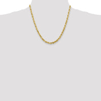 14K Yellow Gold 20" Diamond-Cut Quadruple Rope Chain - 5mm Width by Oro Pregiato