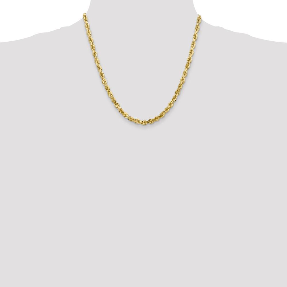 14K Yellow Gold 20" Diamond-Cut Quadruple Rope Chain - 5mm Width by Oro Pregiato