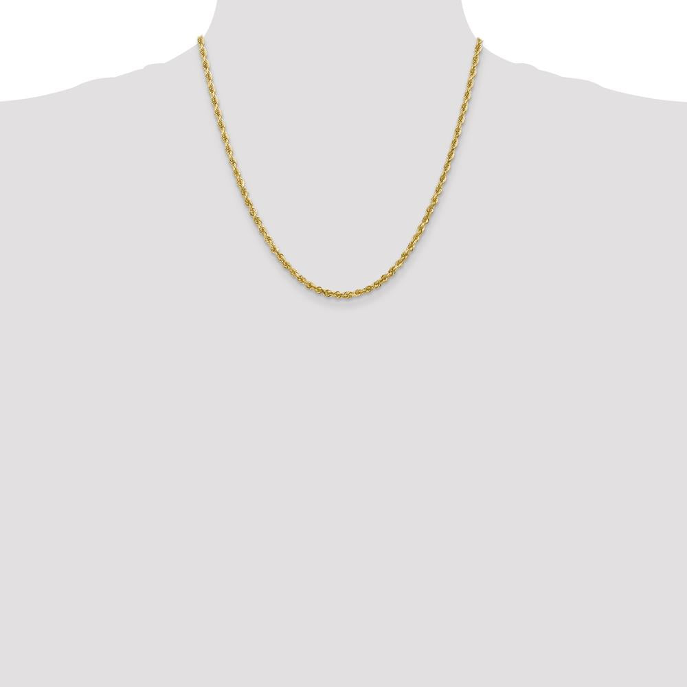 14K Yellow Gold 20" Diamond-Cut Rope Chain - 3.35mm Width with Lobster Clasp by Oro Pregiato
