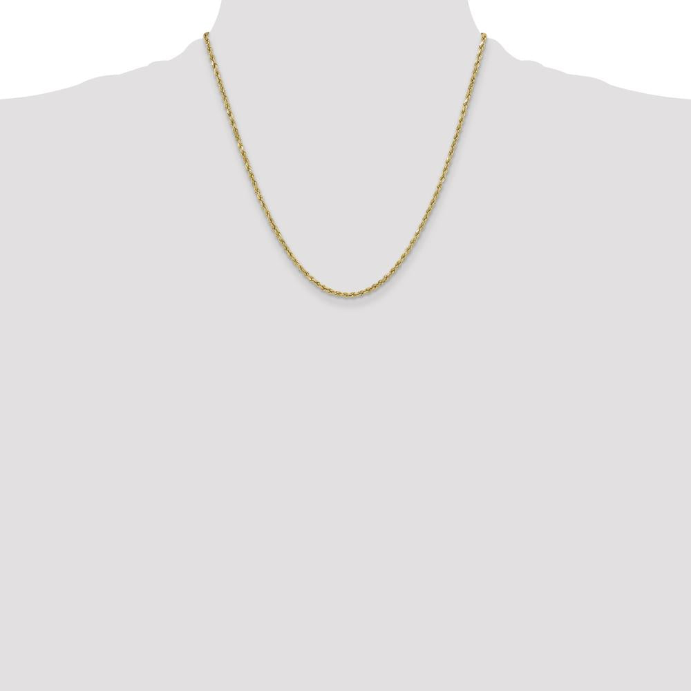 14K Yellow Gold 20" Diamond-Cut Rope Chain - 3mm Width, Lobster Clasp by Oro Pregiato