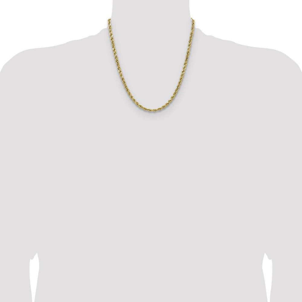 14K Yellow Gold 20" Diamond-Cut Rope Chain - 4.9mm Width by Oro Pregiato