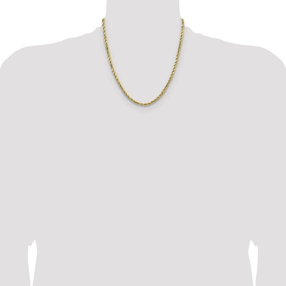 14K Yellow Gold 20" Diamond-Cut Rope Chain - 4mm Width by Oro Pregiato
