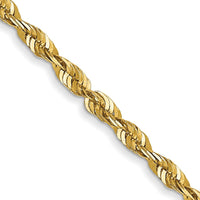 14K Yellow Gold 20" Diamond-Cut Rope Chain Necklace - 1.8mm Width by Oro Pregiato