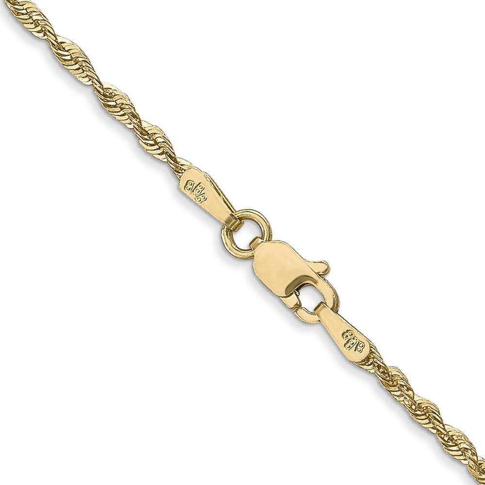 14K Yellow Gold 20" Diamond-Cut Rope Chain Necklace - 1.8mm Width by Oro Pregiato