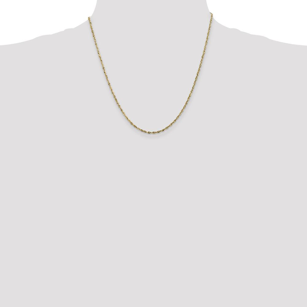 14K Yellow Gold 20" Diamond-Cut Rope Chain Necklace - 1.8mm Width by Oro Pregiato