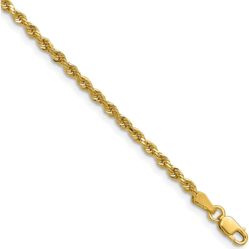 14K Yellow Gold 20" Diamond-Cut Rope Chain Necklace - 2.25mm Width
