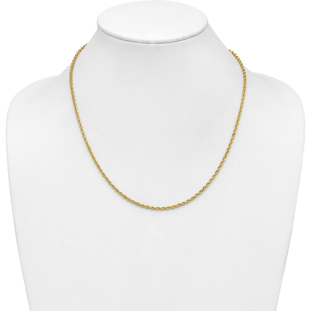 14K Yellow Gold 20" Diamond-Cut Rope Chain Necklace - 2.25mm Width