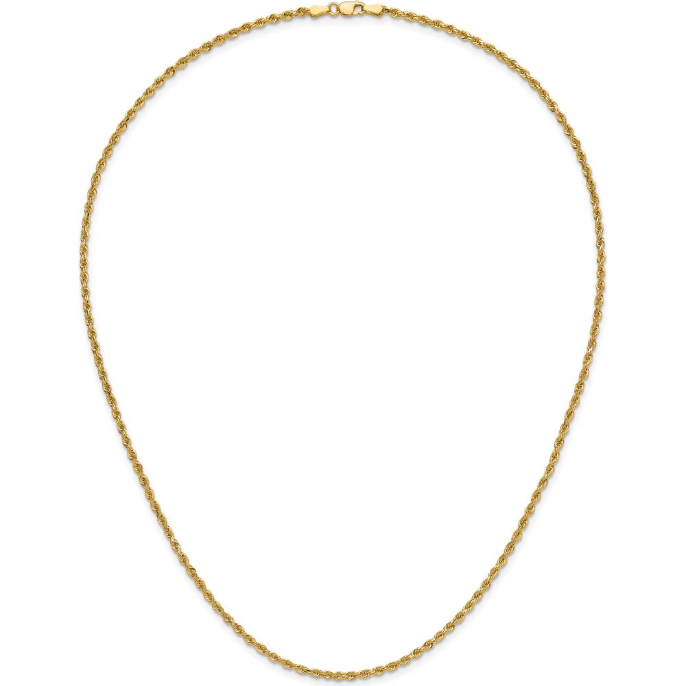 14K Yellow Gold 20" Diamond-Cut Rope Chain Necklace - 2.25mm Width