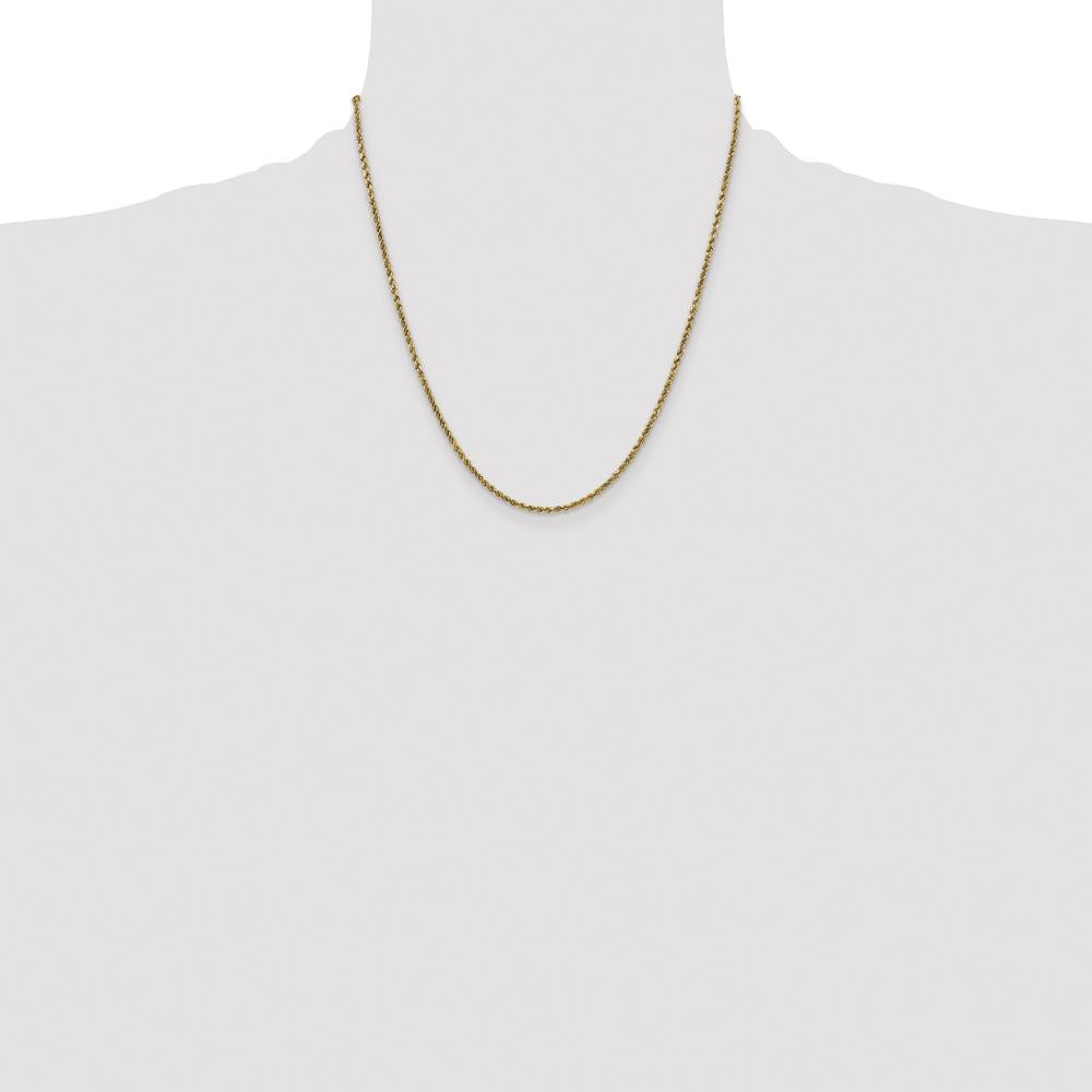14K Yellow Gold 20" Diamond-Cut Rope Chain Necklace - 2.25mm Width by Oro Pregiato