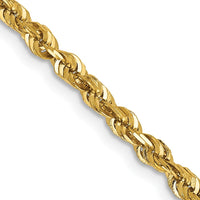14K Yellow Gold 20" Diamond-Cut Rope Chain Necklace - 2.75mm Width with Lobster Clasp by Oro Pregiato