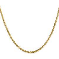 14K Yellow Gold 20" Diamond-Cut Rope Chain Necklace - 2.75mm Width with Lobster Clasp by Oro Pregiato