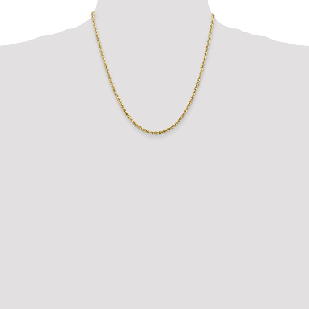 14K Yellow Gold 20" Diamond-Cut Rope Chain Necklace - 2.75mm Width with Lobster Clasp by Oro Pregiato