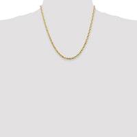 14K Yellow Gold 20" Diamond-Cut Rope Chain Necklace - 4mm Width by Oro Pregiato