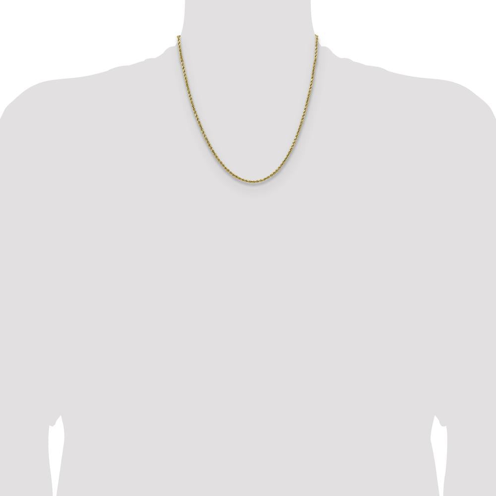 14K Yellow Gold 20" Diamond-Cut Rope Chain Necklace with Lobster Clasp - 2.5mm Width by Oro Pregiato