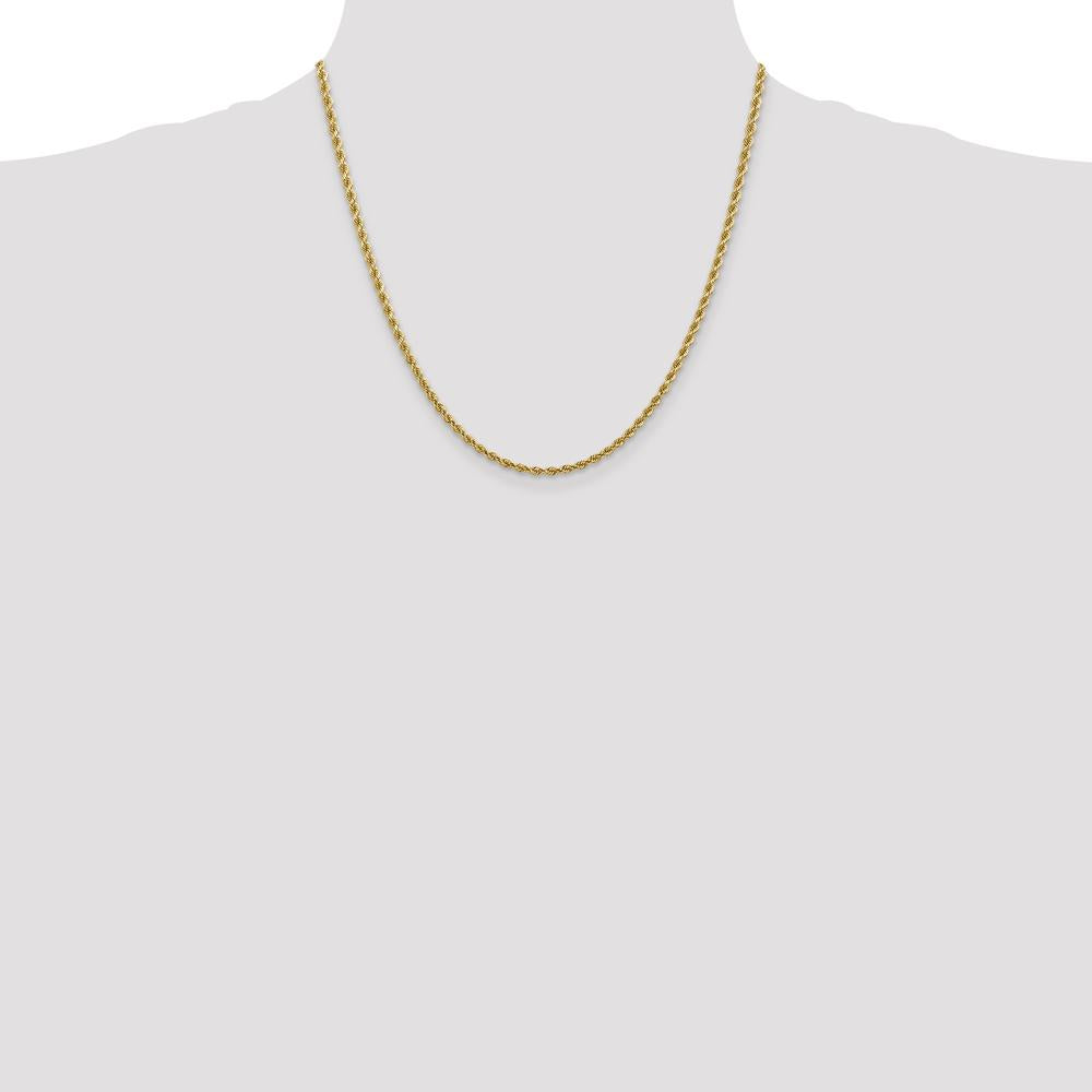 14K Yellow Gold 20" Diamond-Cut Rope Chain Necklace with Lobster Clasp - 2.75mm Solid Handmade Design