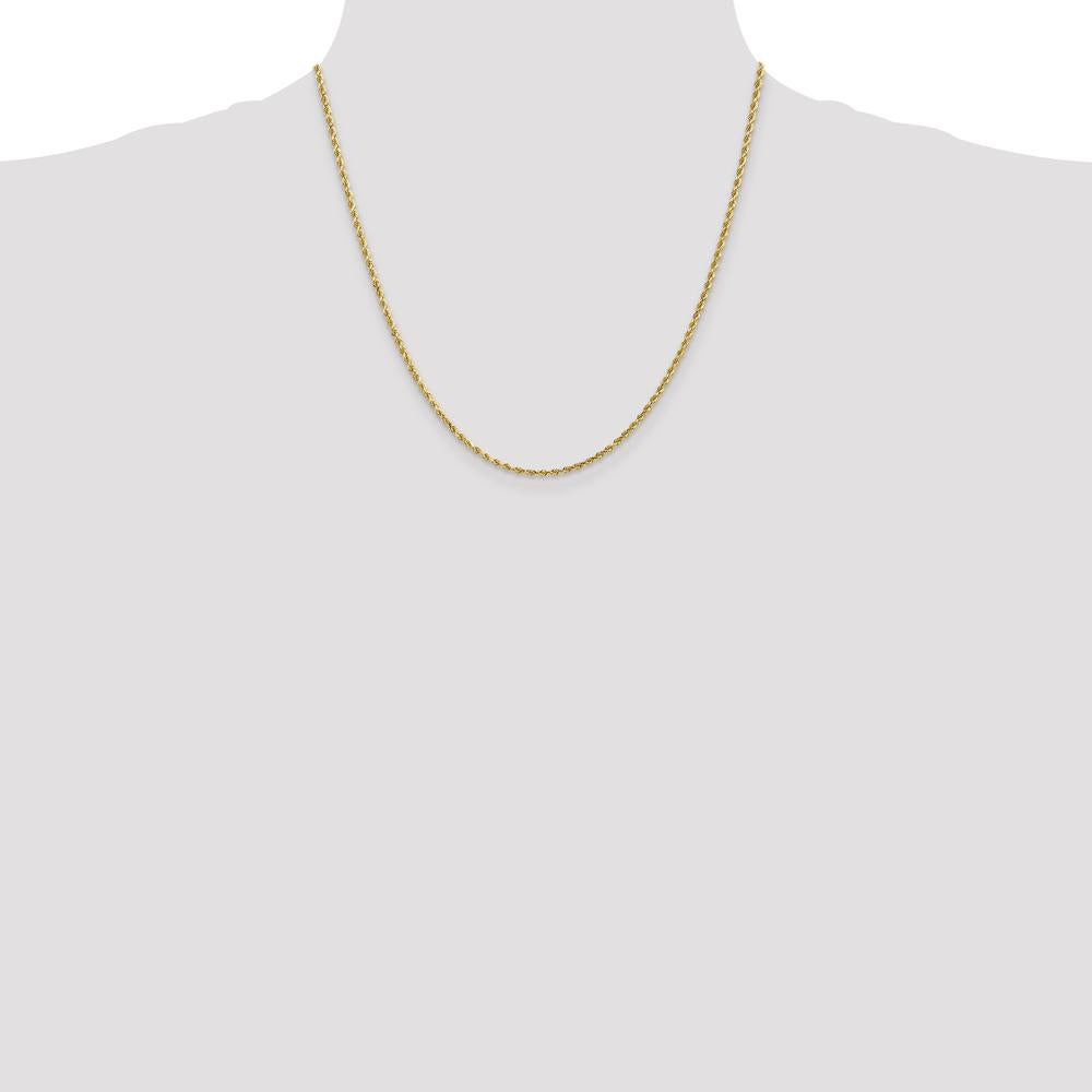 14K Yellow Gold 20" Diamond-Cut Rope Chain Necklace with Lobster Clasp - 2mm