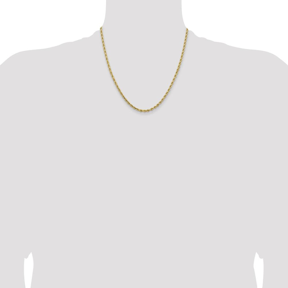 14K Yellow Gold 20" Diamond-Cut Rope Chain Necklace with Lobster Clasp - 3.25mm