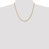 14K Yellow Gold 20" Diamond-Cut Rope Chain Necklace with Lobster Clasp - 3mm Solid Link