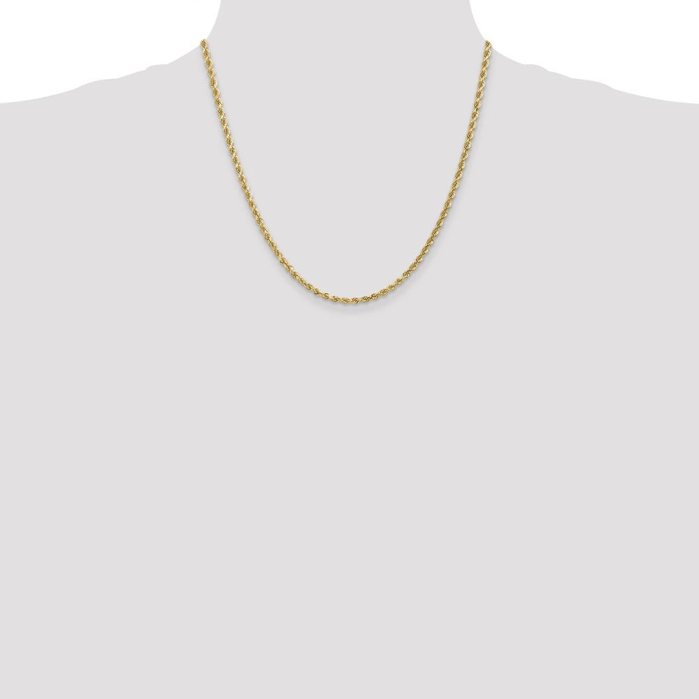 14K Yellow Gold 20" Diamond-Cut Rope Chain Necklace with Lobster Clasp - 3mm Solid Link