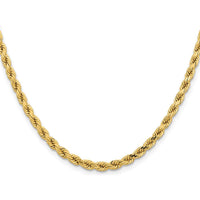 14K Yellow Gold 20" Diamond-Cut Rope Chain Necklace with Lobster Clasp - 4.25mm Solid Polished Finish