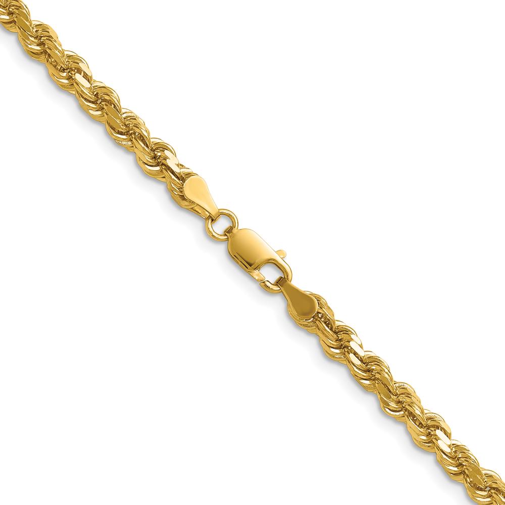 14K Yellow Gold 20" Diamond-Cut Rope Chain Necklace with Lobster Clasp - 4.25mm Solid Polished Finish