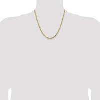 14K Yellow Gold 20" Diamond-Cut Rope Chain Necklace with Lobster Clasp - 4.25mm Solid Polished Finish