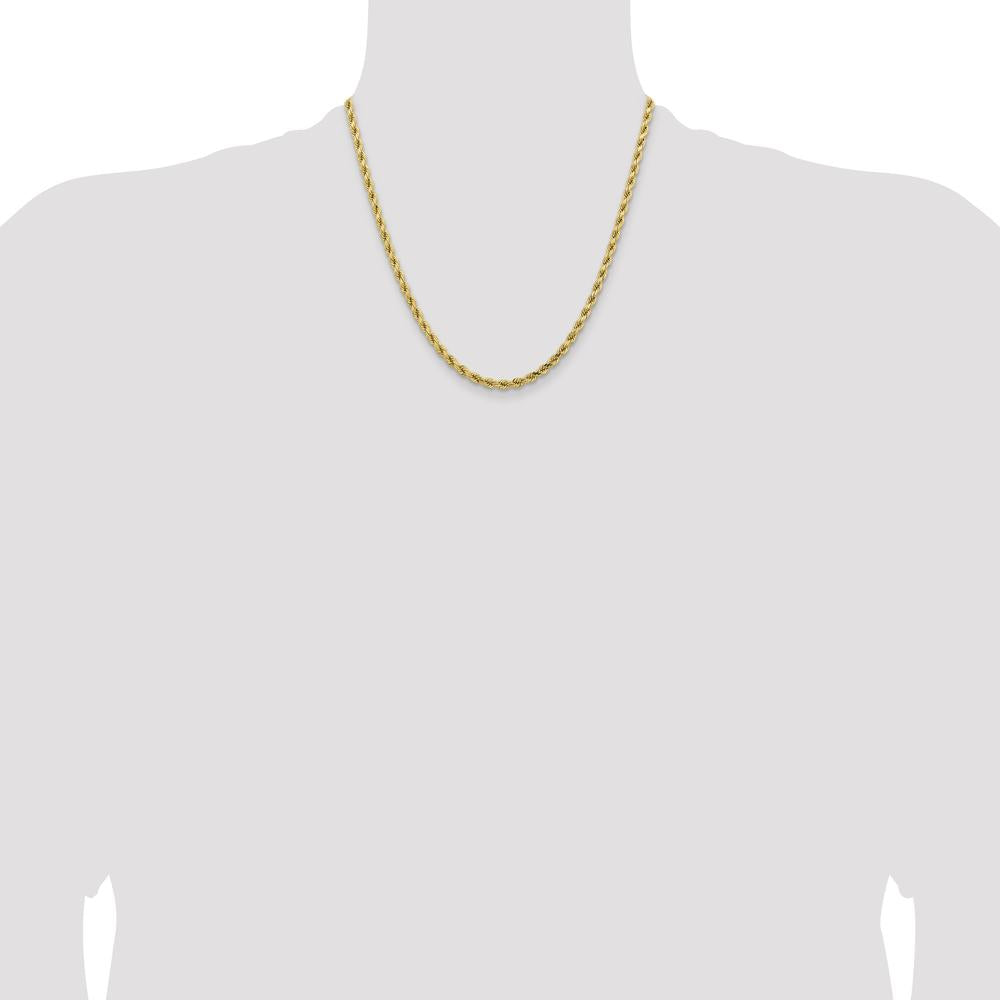 14K Yellow Gold 20" Diamond-Cut Rope Chain Necklace with Lobster Clasp - 4.25mm Solid Polished Finish