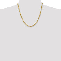 14K Yellow Gold 20" Diamond-Cut Rope Chain Necklace with Lobster Clasp - 4.5mm Solid Handcrafted Design