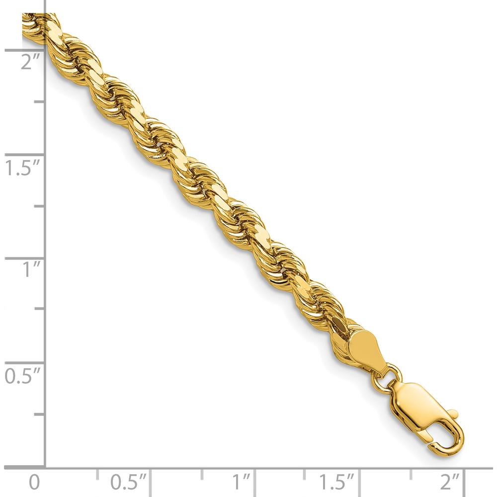 14K Yellow Gold 20" Diamond-Cut Rope Chain Necklace with Lobster Clasp - 4.5mm Solid Handcrafted Design
