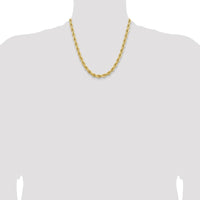 14K Yellow Gold 20" Diamond-Cut Rope Chain with Fancy Lobster Clasp - 6.5mm Width