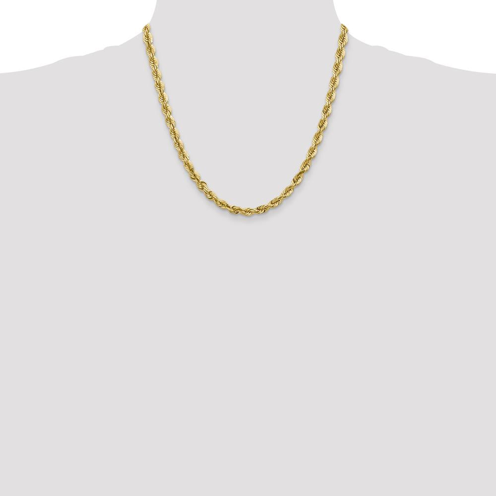 14K Yellow Gold 20" Diamond-Cut Rope Chain with Lobster Clasp - 5.5mm Width